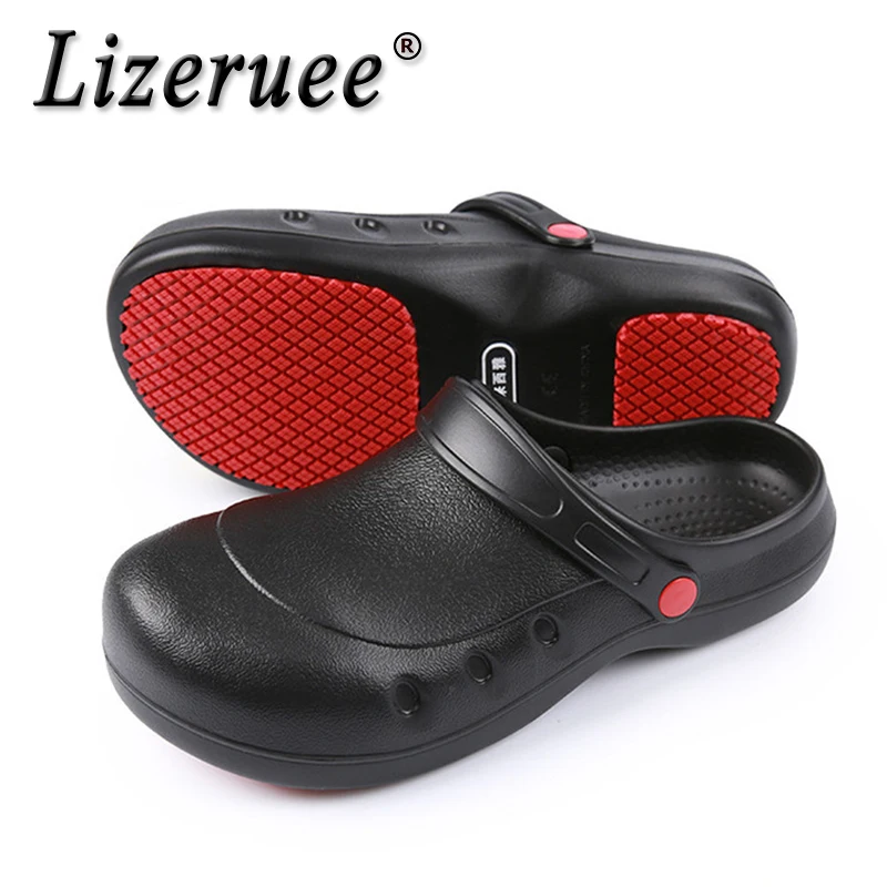 

Lizeruee Men Women Chef Shoes Casual Flat Work Shoes Unisex Lightweight Non-Slip Wear-Resistant Kitchen Cook Work Slippers