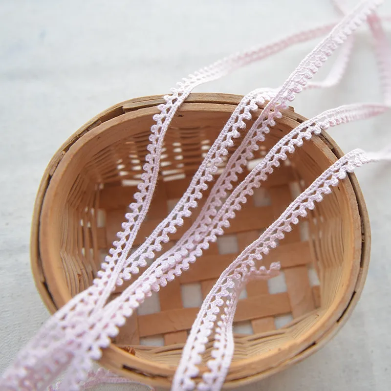 

Width 0.7cm Pink Cotton Lace Two Meters Embroidered Ribbon Clothing Fabric Lace DIY Handmade Accessories