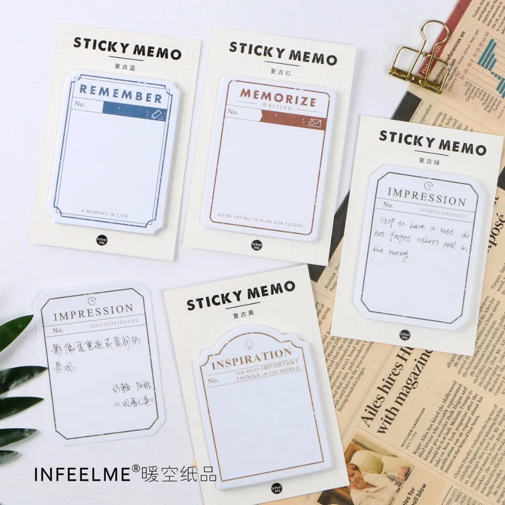 

Creative Fashion Vintage Retro Style Sticky Notes Post It Adhesive Memo Pad School Planner Sticker Paper Bookmarks