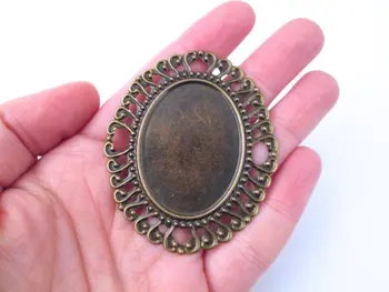 

30x40mm brass filigree stampings for large cabochons, pick your amount B254theof