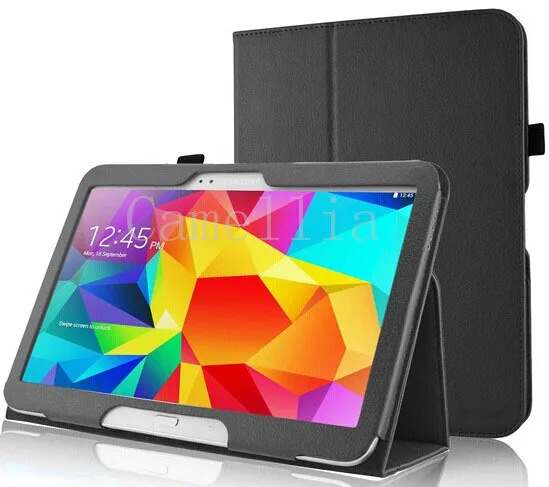CucKooDo 50 шт./лот тонкий складываемый чехол кейс для samsung Galaxy Tab4 10,1 ''T530 планшет(с автоматическим пробуждением/сном - Цвет: Black