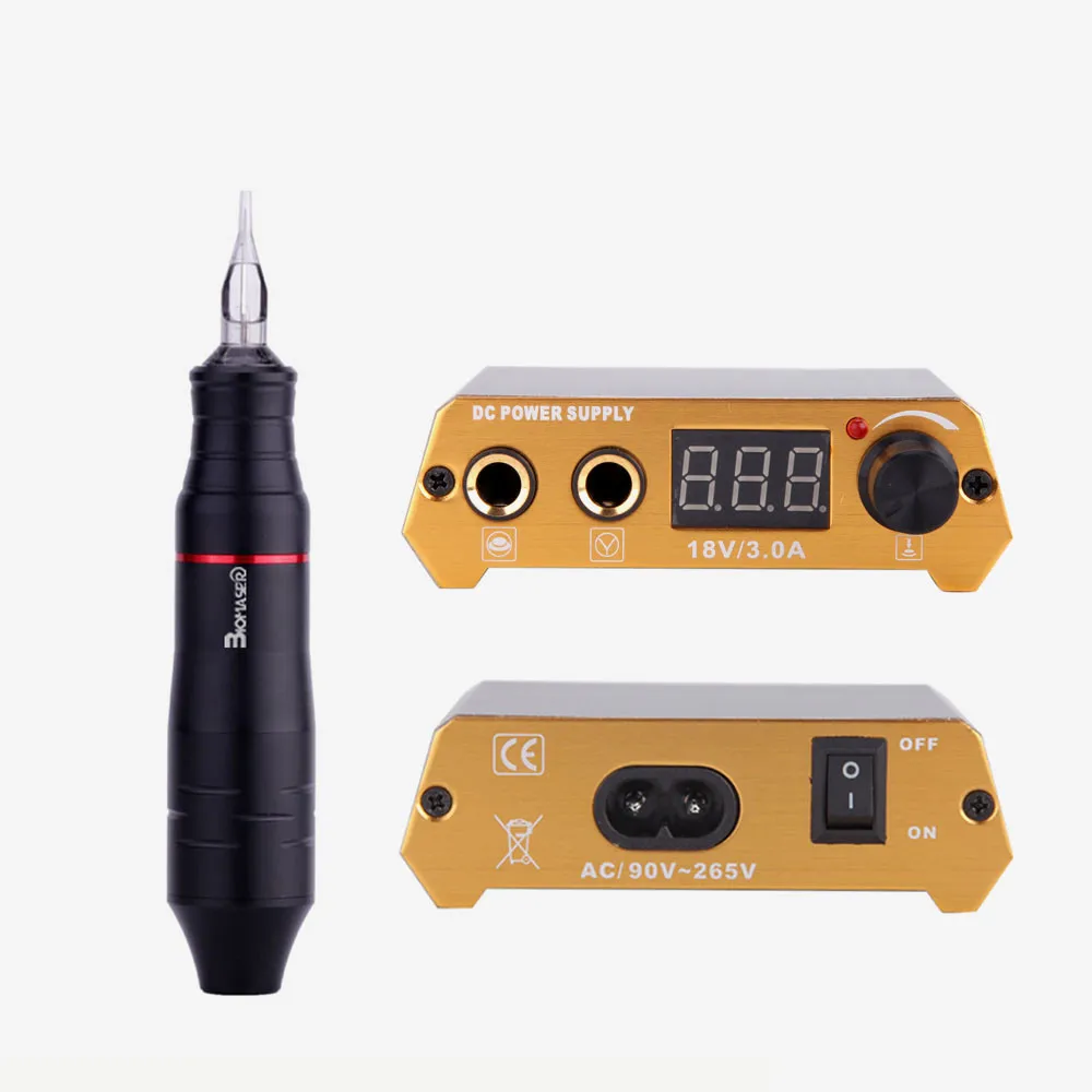 BiomaserK4-CTG-010 тату-машина, Набор Интеллектуальных Цифровых татуировок, машина для перманентного макияжа, устройство, швейцарский мотор, Набор Татуировок - Цвет: Черный