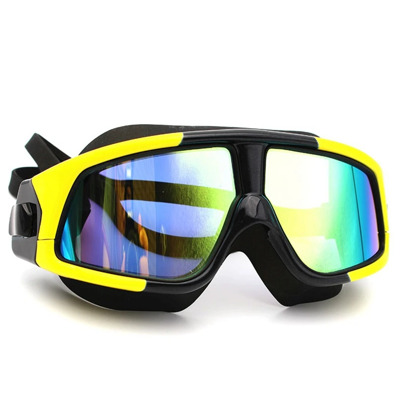 Mirror Yellow Black COPOZZ очки для плавания, удобные силиконовые очки с Большой рамкой, очки для плавания, анти-туман, УФ-очки для мужчин и женщин, водонепроницаемая маска для плавания - Цвет: Mirror Yellow Black