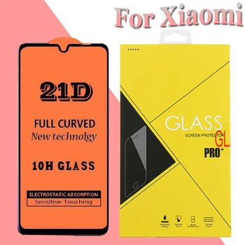 

50pcs 21D Full Cover Printing Tempered Glass For Xiaomi Mi 9 8 SE A2 Lite POCO F1 CC9 9T 9X Screen Protector With Yellow Box