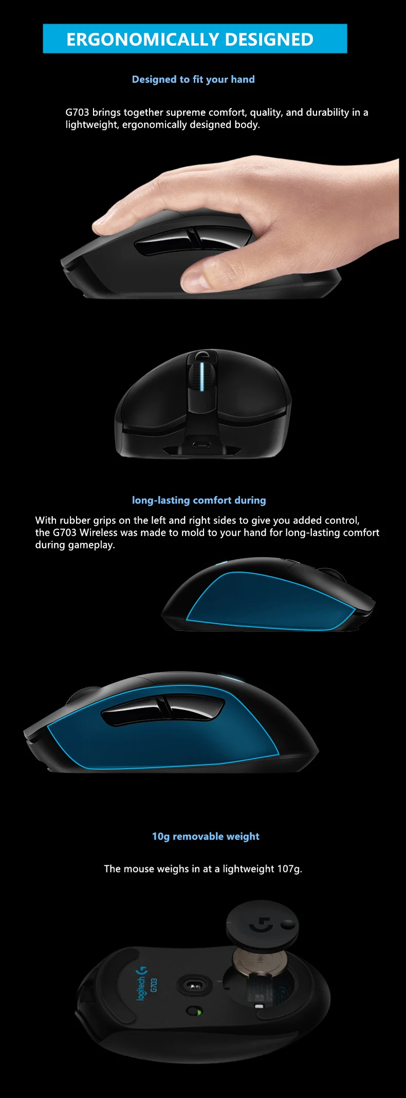 Logitech g703 lightspeed mouse de jogos sem fio