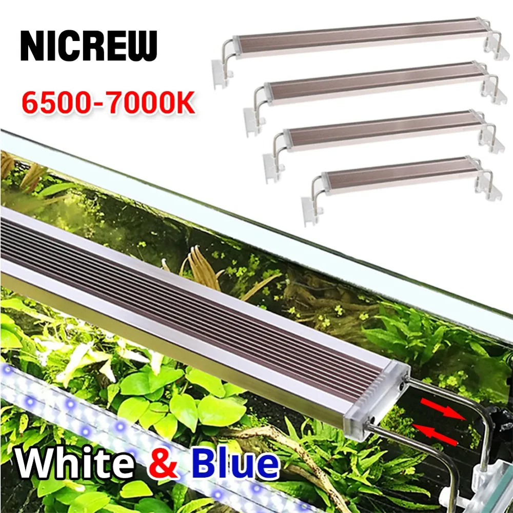 Nicrew Led Aquarium Light Lighting Plants Grow Light 7500k 12w 14w 18w