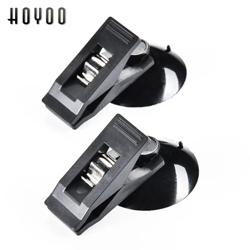 

2pcs Car Interior Window Clip Mount Black Suction Cap Clip Plastic Sucker Removable Holder For Sunshade Curtain Towel Ticket