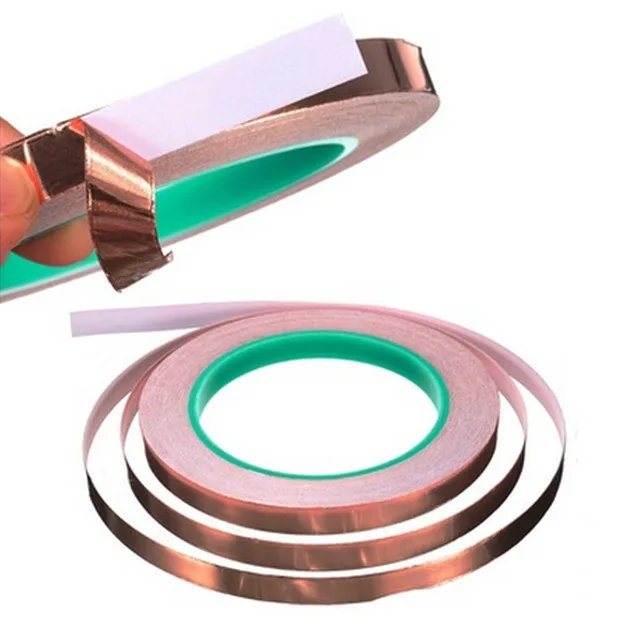 

3~50mm *25M Double Sided Conduct Copper Foil Tape Mask Electromagnetic Shielding double side conductive copper foil tape