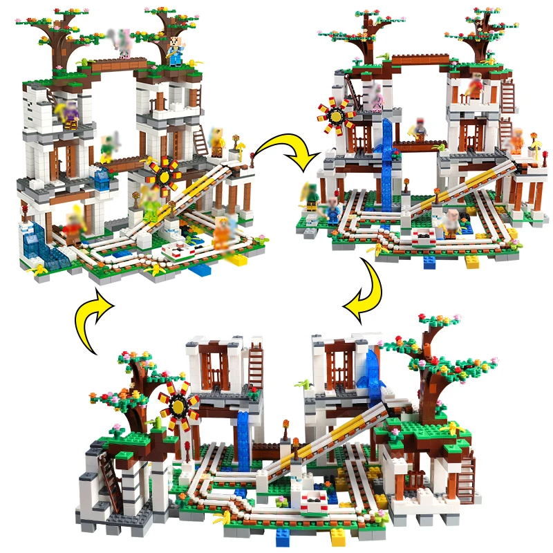 

1128PCS Small Building Blocks Institutional Cave Design With 8PCS Mini Figure 3 Changes Toy For Children With Instruction