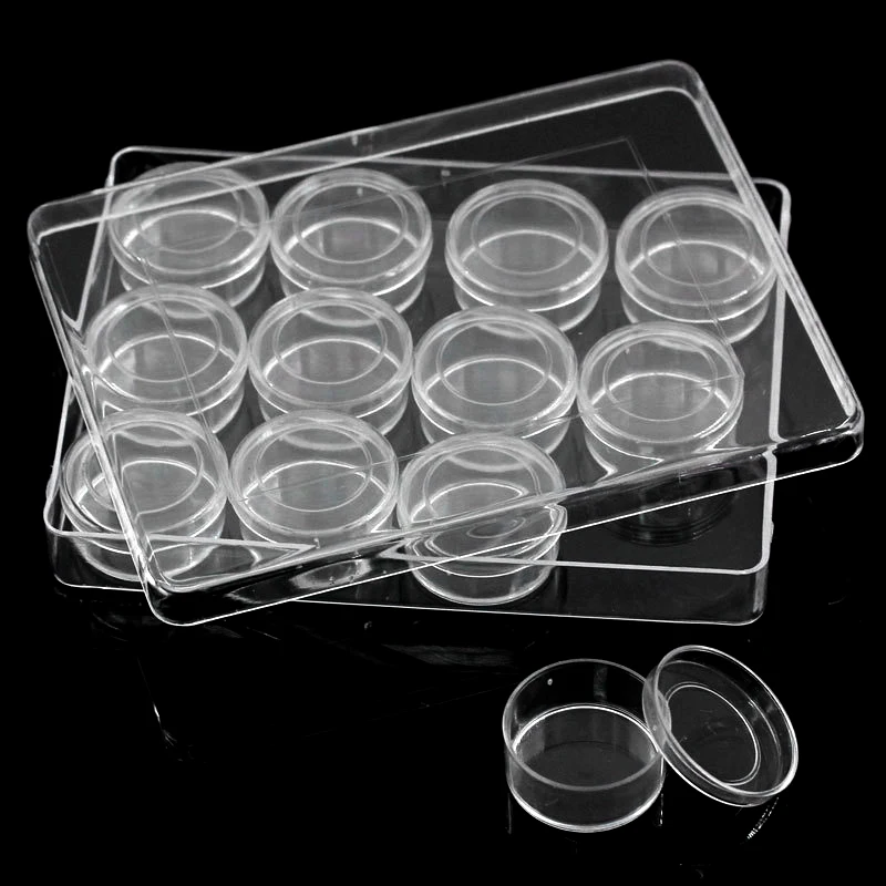 

12pcs/set Small Multi-grid Plastic Storage Boxes Bins for Trinkets Jewelry Beads Gouache Pigment Dispensing Boxes