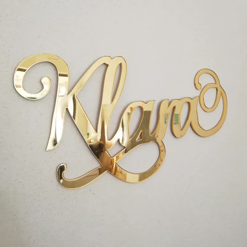 Mirror Gold Name Sign Personalized Acrylic Name Wedding Signs Party Decor Backdrop Hanger