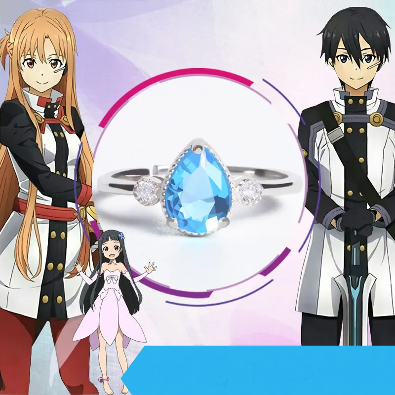 

Anime Movie Sword Art Online Ordinal Scale ALfheim Online Kirito Yuuki Asuna Yui Ring 925 Sterling Silver Rings Gift Props