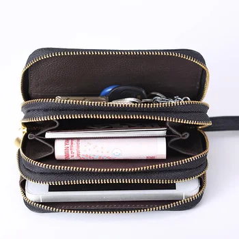 

Key Wallets Genuine Leather Case Men Key Holder Housekeeper Keys Organizer Zipper Key Case Bag