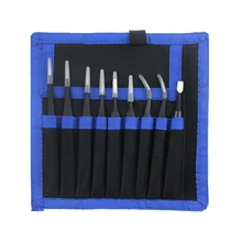 UANME 9 шт. ESD нержавеющая сталь Пинцет Комплект прецизионные антистатические инструменты для обслуживания электроники ювелирные изделия телефон ремонт