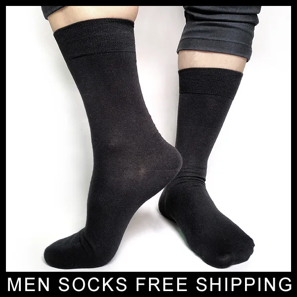 Mens Black Cotton socks High quality Sexy Male Formal Business Hose Socks Solid color For