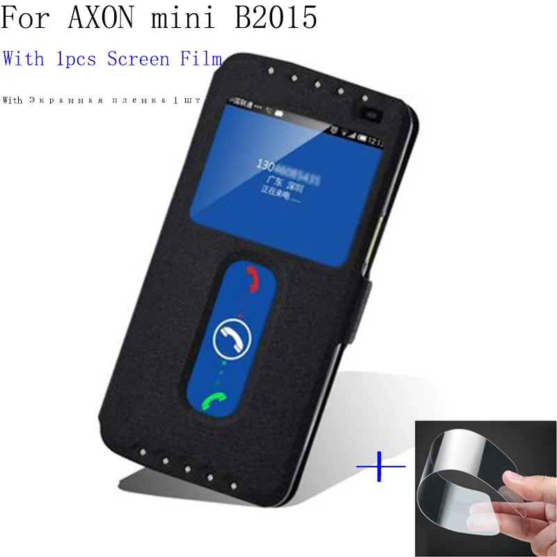

Luxury Smart View window leather case For ZTE AXON mini B2015 cover shell phone cases AXONmini B 2015 flip case back cover