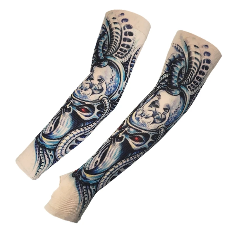 

2Pcs 42Cm Driving Sunscreen Arm Tattoo Sleeve Man Woman Cool Cycling Temporary Flash Tattoo Stretchy Fake Sleeves