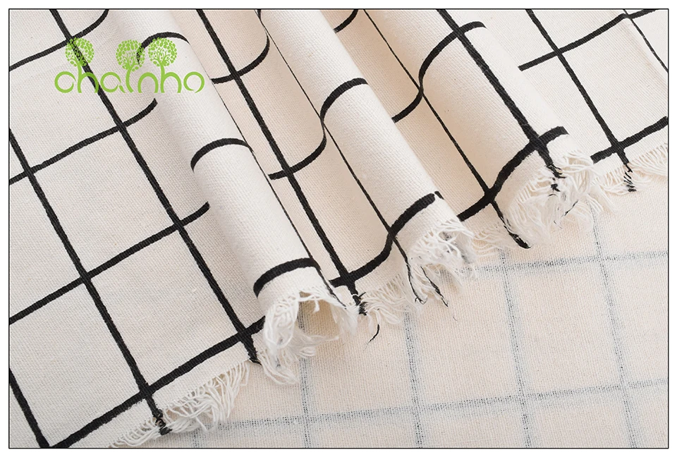 Chainho,6pcs/Lot,Black&White Series,Patchwork Printed Cotton Linen Fabric,For DIY Quilting&Sewing Placemat,Bags Material,25x45cm