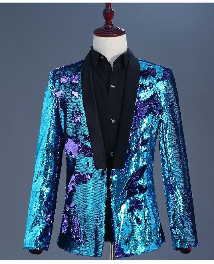 Золотого и серебряного цвета воротником блейзер с пайетками мужской, свадебный смокинг костюм Блейзер Куртка Для мужчин этап DJ для