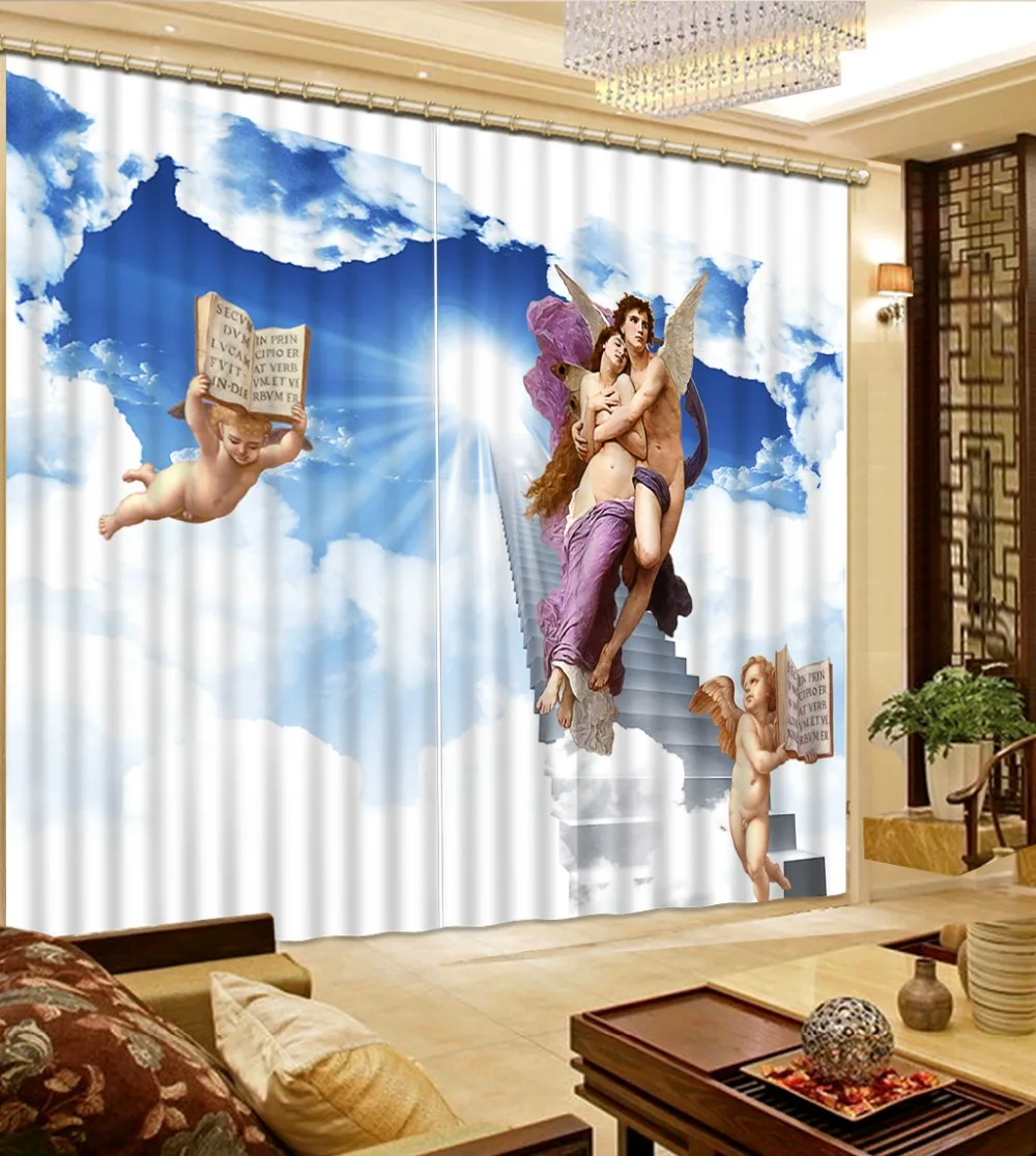

3d curtains Curtains for living room 3d angel fashin 3d curtains Home Decoration