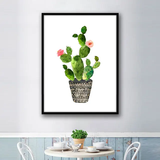 online shop watercolor cactus painting unique potted plant wall art