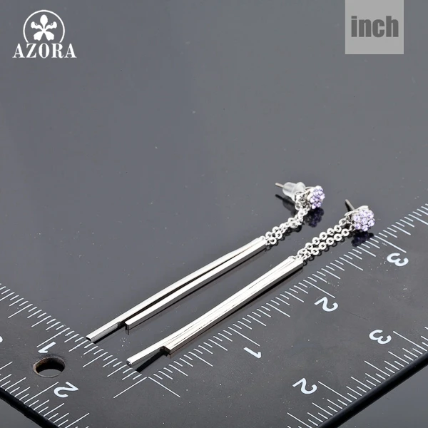 Серьги подвески AZORA из белого золота с австрийскими кристаллами TE0012|drop earrings|earrings