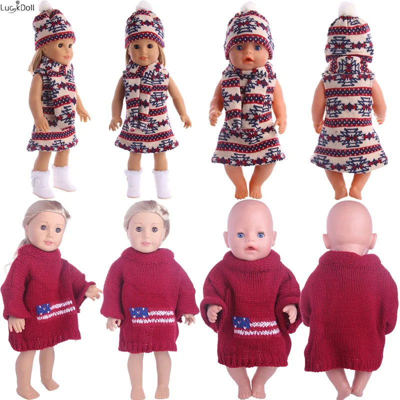 Luckdoll 7 стилей Одежда для кукол зимний костюм 3 предмета = юбка + пальто шапка