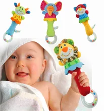 2016 Baby Rattle Toys Animal Hand Bells Plush Baby Toy High Quality Newbron Gift Christmas Animal Style Free Shipping