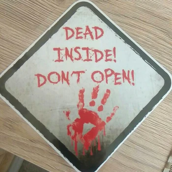 

DEAD INSIDE DONT OPEN Outdoor Sticker ZOMBIE Reflective 14*14cm Hand Print Art Decal Truck Vehicle Halloween Car