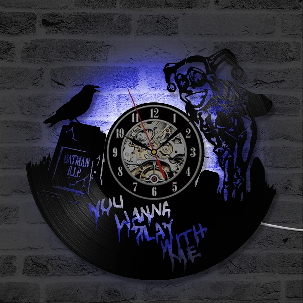 Batman And Harley Quinn Vinyl Record Clock DC Comics Wall Art Home Decor Gift for Boys and Girls