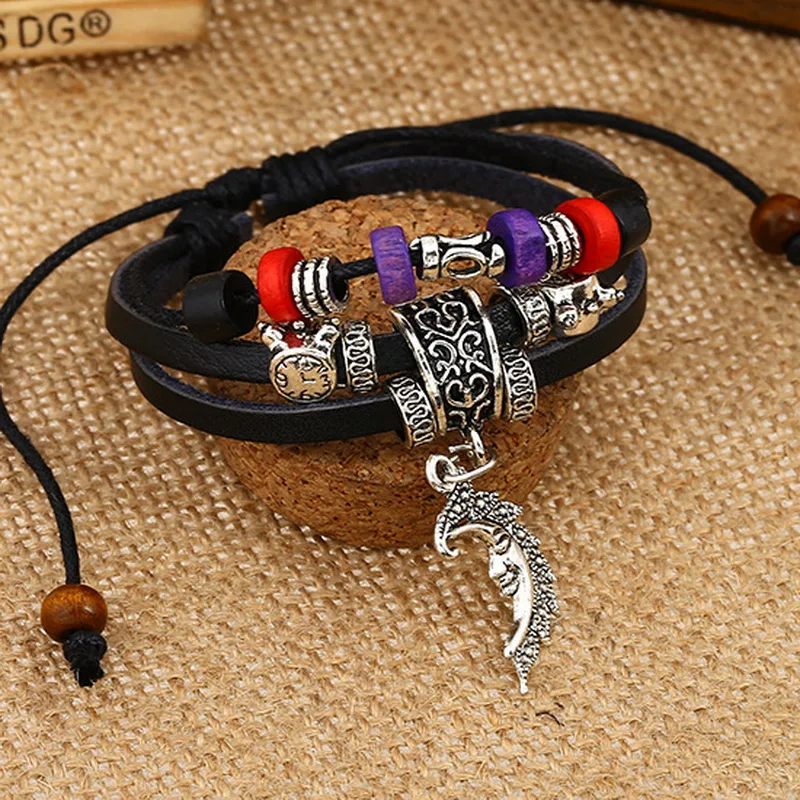 Handmade Leather Woven Charm Rock Bracelet High Quality Personality
