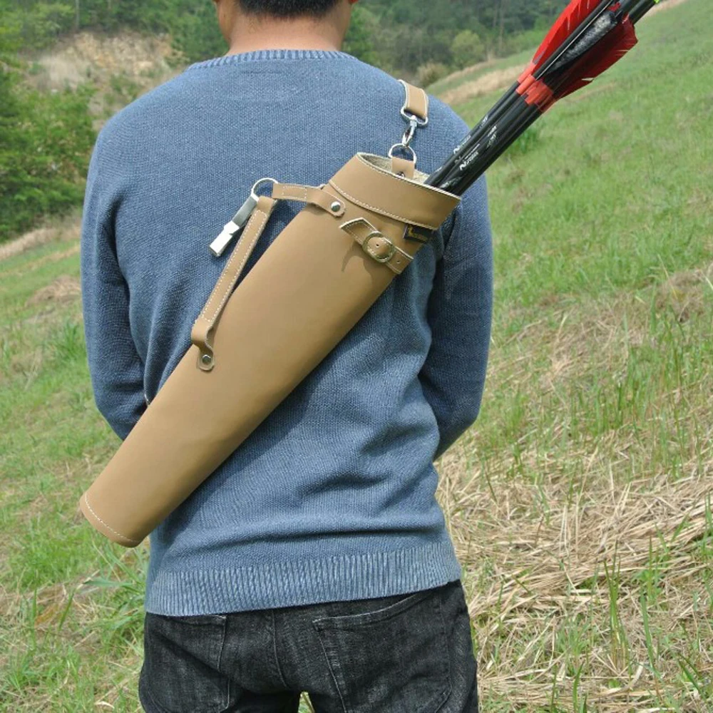 Quiver em Preto Feito de Couro Puro para Tiro com Arco de Caça Seta Amarelo Ombro-back Design 52*13cm - Cor 5 ombro-back design feito de couro puro para tiro com arco de caça