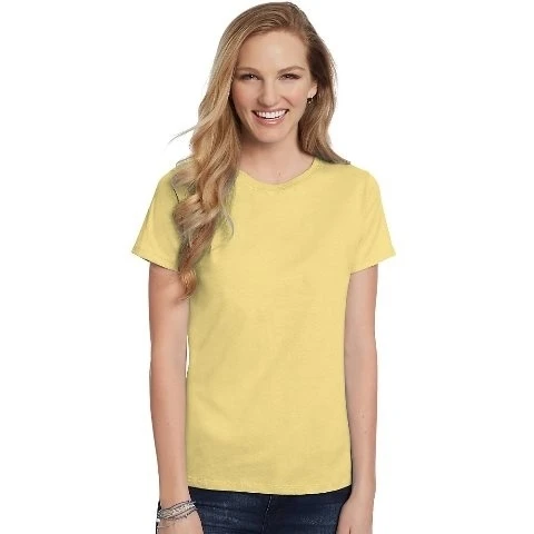 Hanes 5680 Womens Relaxed Fit Jersey Comfortsoft Crewneck T-Shirt Daffodil Yellow - Small (1)