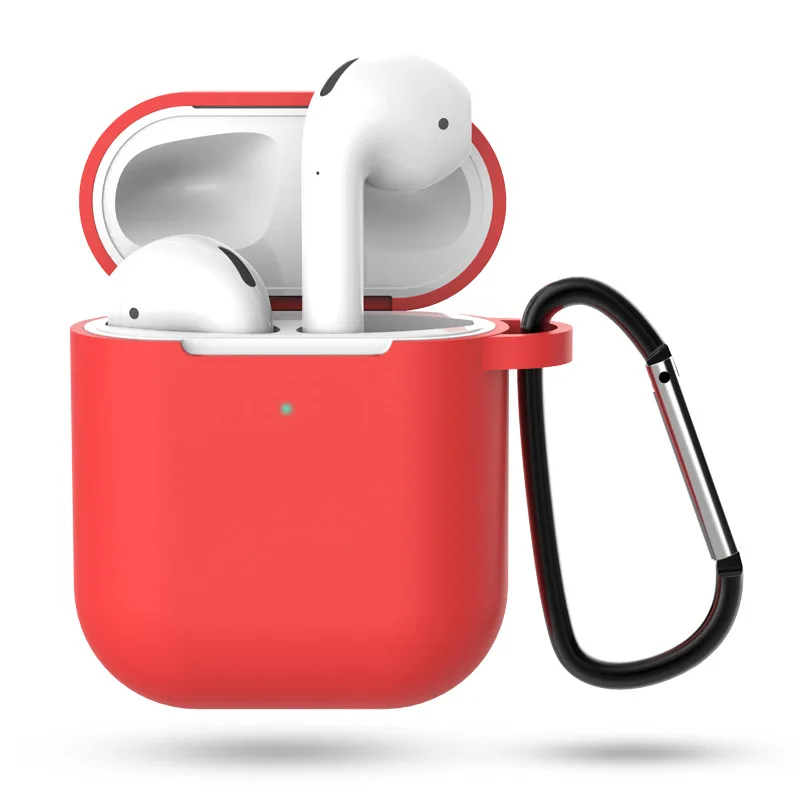 red Мягкий силиконовый чехол AirPods для хранения, защитный чехол для наушников, защитный чехол, защитный чехол для зарядки, коробки для хранения, подходящий чехол - Цвет: red