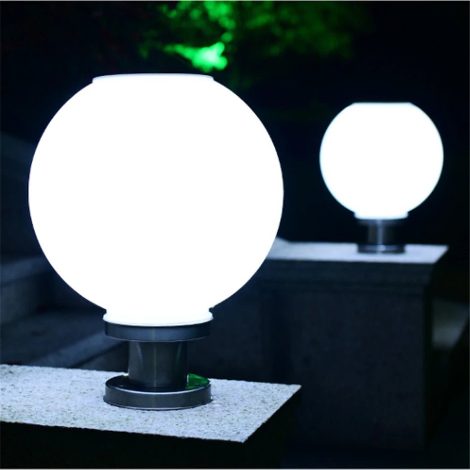 Redonda de Aço Livre à Prova Luz ao ar Luz para Jardim Criativo Bola Inoxidável Solar Dwaterproof Água 18 Led Coluna Cabeça Villa Pilar Jardim Pós 3 pós luz ao ar livre à prova
