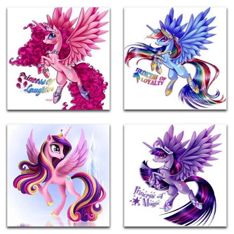 Yuhua Princess Pony Алмазная вышивка крестиком 5D Diy мультфильм мозаика картина Стразы