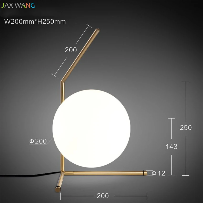 Современный минималистичный Настольный светильник в скандинавском стиле, креативная личность, металлический стеклянный шар, луна, настольная лампа для гостиной, спальни, прикроватный Декор - Цвет корпуса: F