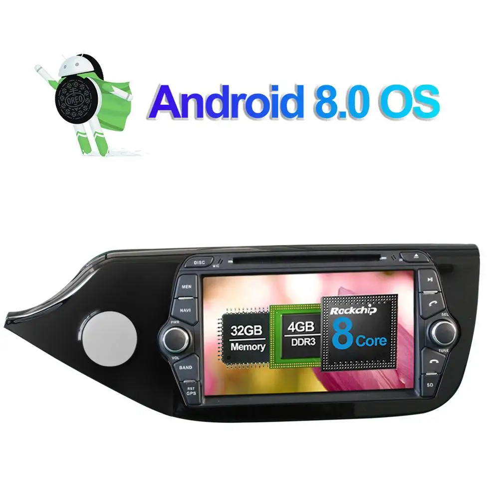Discount 8 Inch 4GB RAM Android 8.0 Octa Core Car GPS Navigation Auto Radio Stereo For Kia Ceed 2012- CD DVD Multimedia Player Head Unit 1