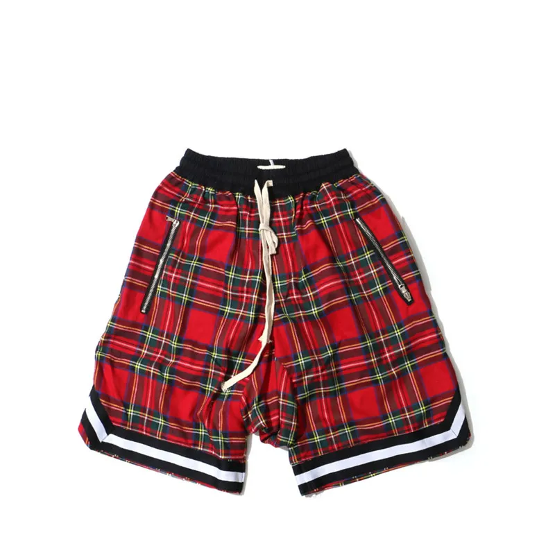 DARK ICON мужские клетчатые шорты с эластичной резинкой на талии летние мужские шорты с заниженным шаговым швом 3 цвета - Цвет: red