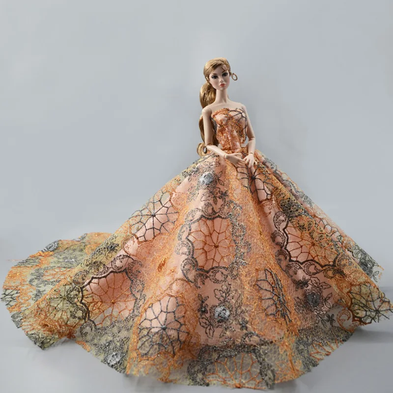 Ограниченное свадебное платье ручной работы для куклы Барби, наряды принцессы для вечеринки, Бальное длинное платье, юбка, свадебные аксессуары для одежды - Цвет: 10