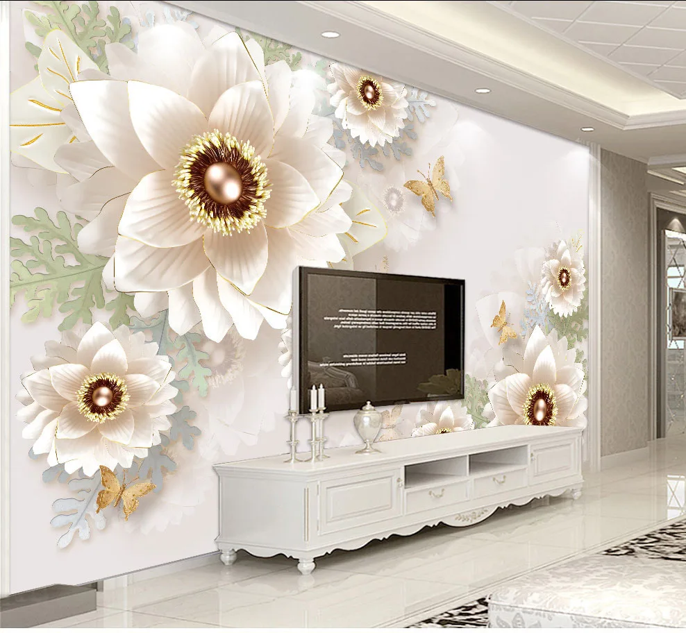 Large Mural Butterfly Jewelry Flower Wallpaper Mural 3d Photo Mural for