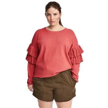 

Plus Size O Neck Ruffles Butterfly Sleeve Pullovers Sweater Women Casual Warm Lady Sweaters Fashion Loose Tops 3XL-6XL