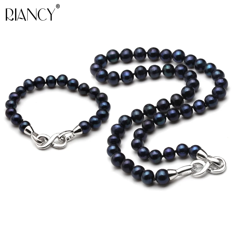 

Womens Jewelry Sets 100% Natural black Pearl Choker Necklace For Woman Fashion Jewelry Wholesale Trendy Wedding Jewelry Gift