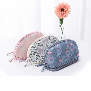 

Flamingo Double-layer printed travel waterproof cosmetic bag Women portable large-capacity makeup washing bag bathroom organizer
