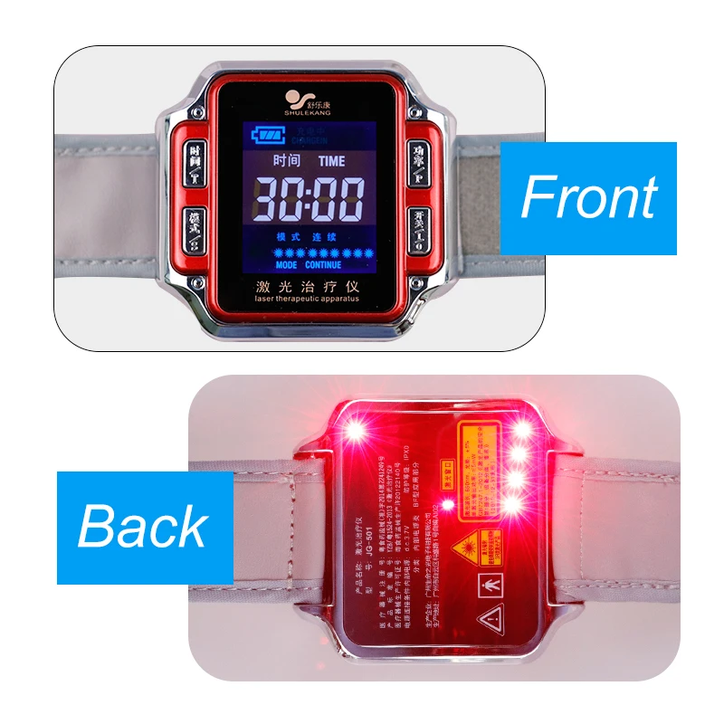 Лазерная терапия Запястье диод 650 нм низкая частота гипертония гиперлипидемия лечение гипервязкости часы Лазерная терапия устройство