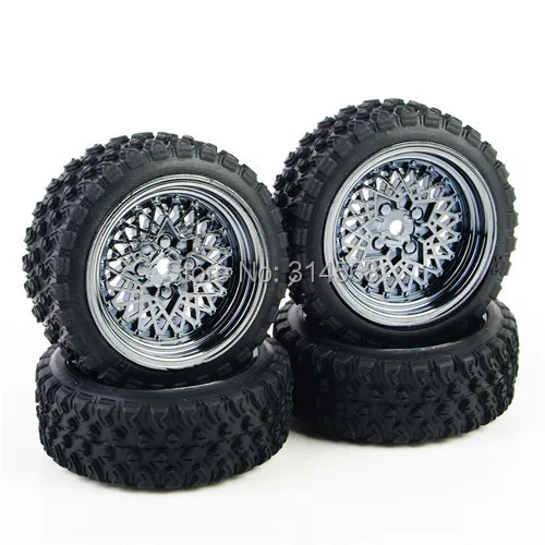 4 Pcs Set Remote Control Toy Car Rubber Tires Wheel Rim For RC 1 10 Rally