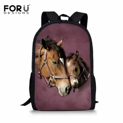 FORUDESIGNS/детский школьный рюкзак, крутой дизайн лошади для маленьких девочек и мальчиков, детские школьные сумки для учеников, рюкзак для