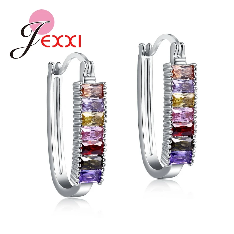 

CZ Crystal 925 Sterling Silver Earrings For Women Fashion Bridal Jewelry Luxury Charm Statement Earring For Girls
