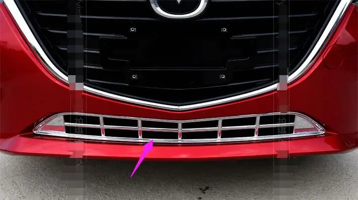 

ACCESSORIES FIT FOR MAZDA 3 2014 2015 CHROME FRONT LOWER BUMPER GRILL MESH COVER MOLDING GRILLE TRIM INSERT GARNISH GUARD