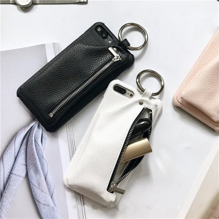 Fashion Litchi PU Leather Zipper Wallet Case for iPhone XS